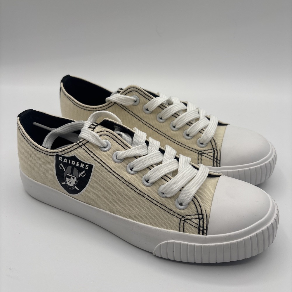FOCO Las Vegas Raiders Cream Low Top Canvas Shoes Women's‎ Size 7